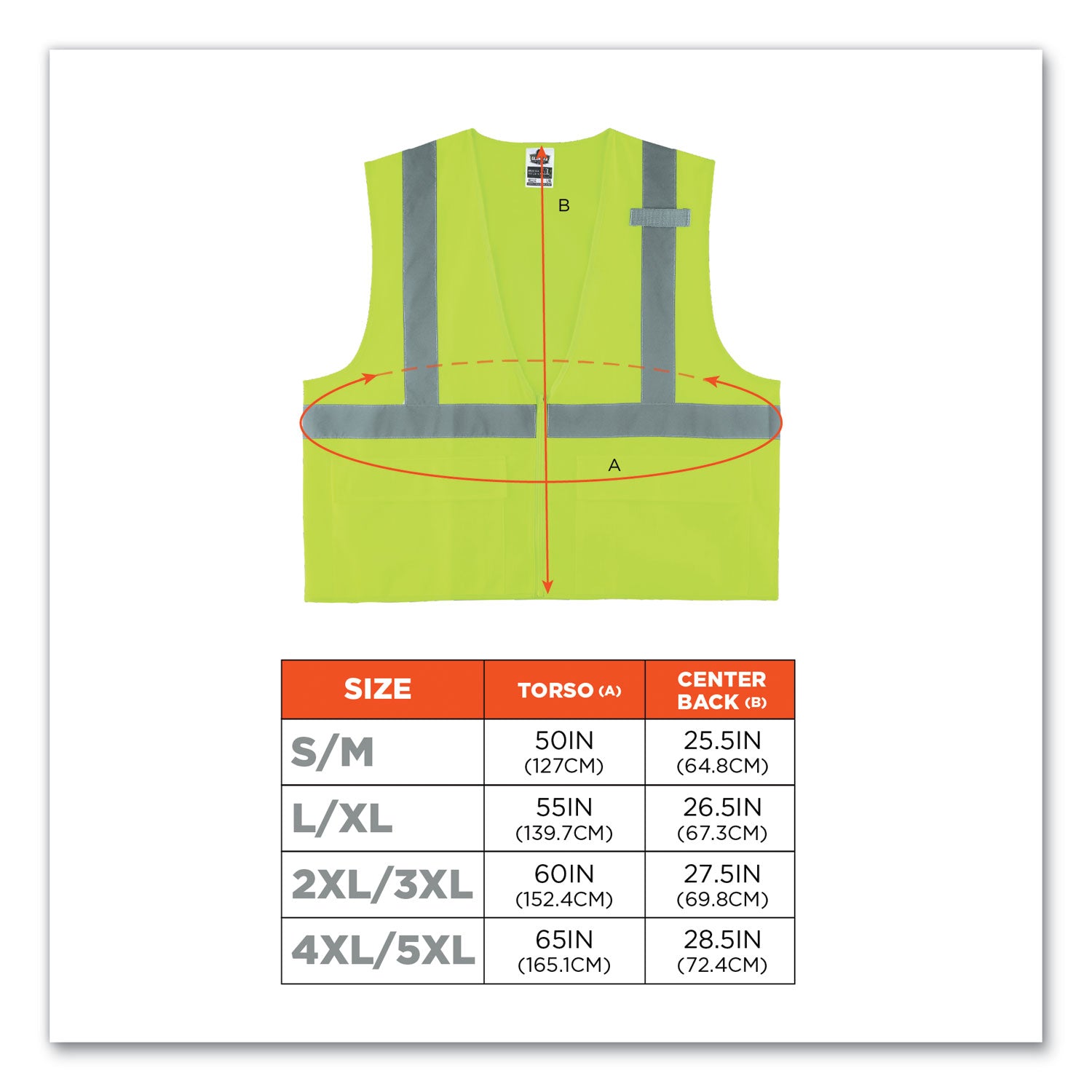 Ergodyne 8225Z Type R Class 2 Solid Vest, Large/Extra Large, Zipper Closure, Polyester, Lime, Pocket, Mic Tab, Reflective, 1 Each