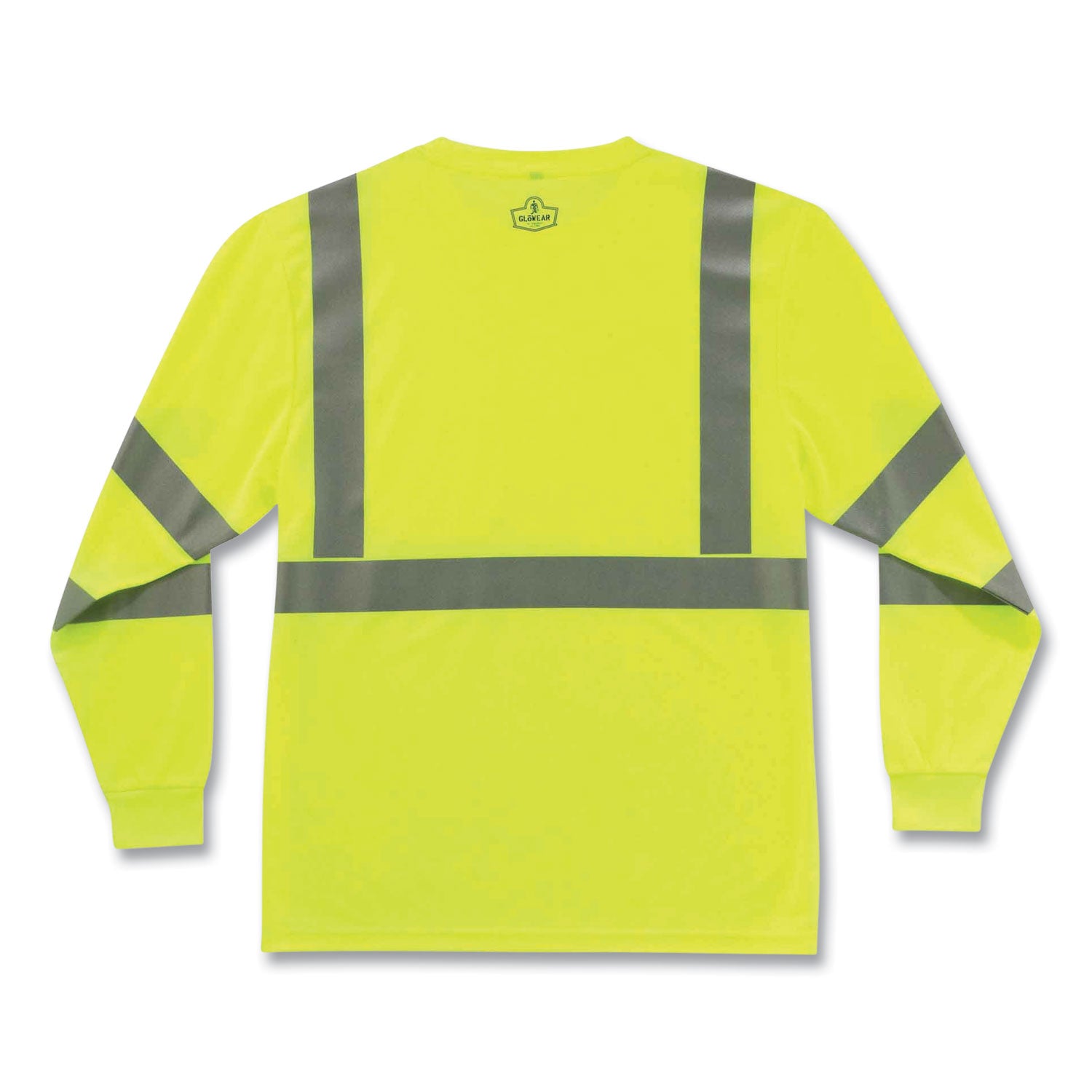 Ergodyne 8391 Type R Class 3 Long Sleeve Safety T-Shirt, Large, Lime, Polyester, Breathable, Moisture Resistant, UV & Heat Resistant, Reflective, Chest Pocket, 1 Each