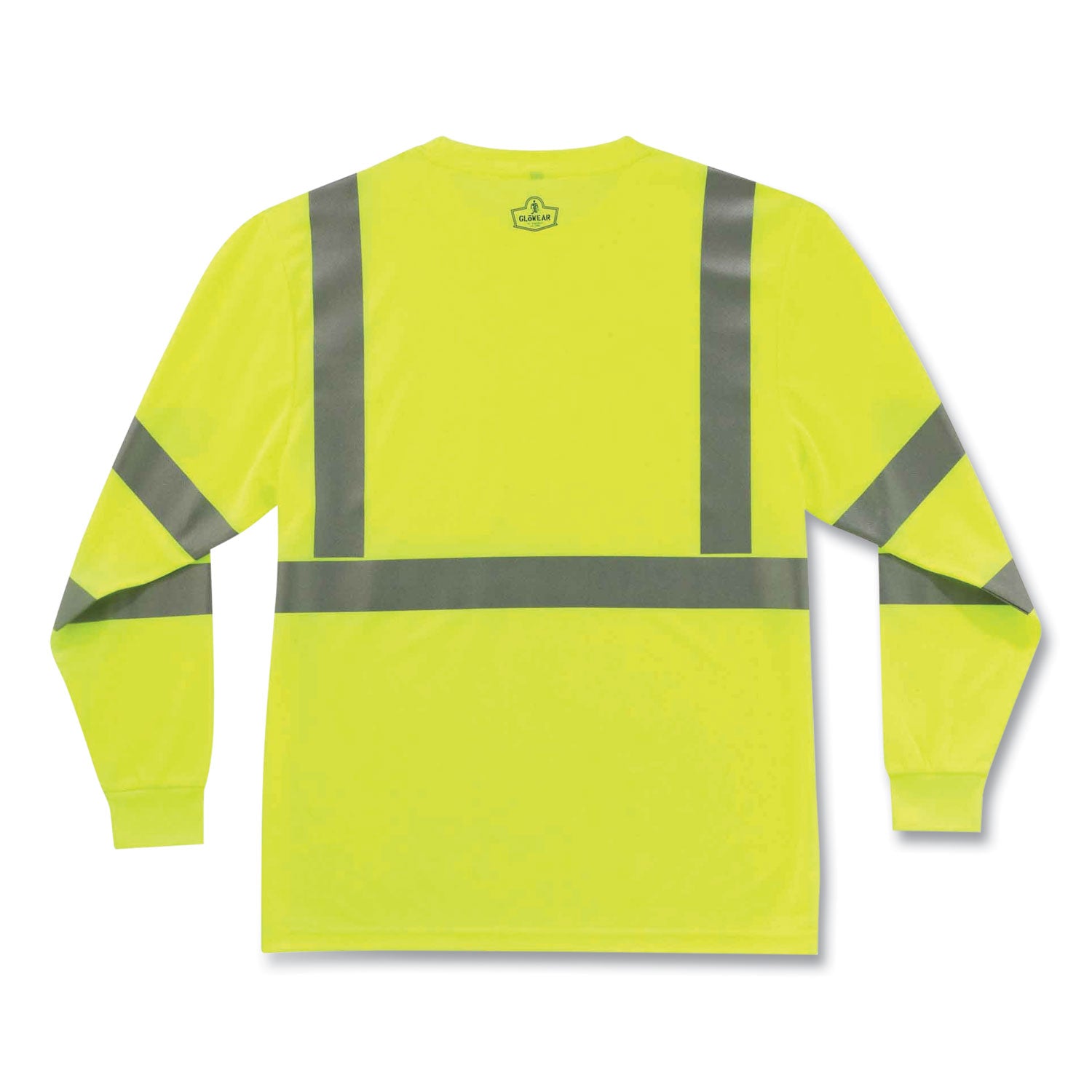 Ergodyne 8391 Type R Class 3 Long Sleeve T-Shirt, 5X-Large, Lime, Polyester, Breathable, Moisture Resistant, UV & Heat Resistant, Reflective, Chest Pocket, 1 Each