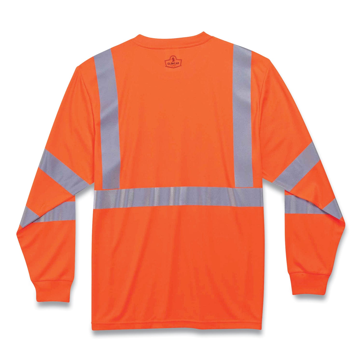 Ergodyne 8391 Type R Class 3 Long Sleeve Safety T-Shirt, Large, Orange, Polyester, Breathable, Moisture Resistant, UV Resistant, Reflective, Heat Resistant, Chest Pocket, 1 Each