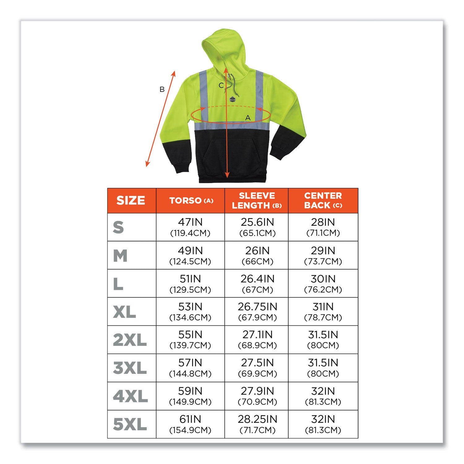 Ergodyne 8293 Type R Class 2 Front Hooded Sweatshirt, Extra Large, Black/Lime, Polar Fleece, 1 Each