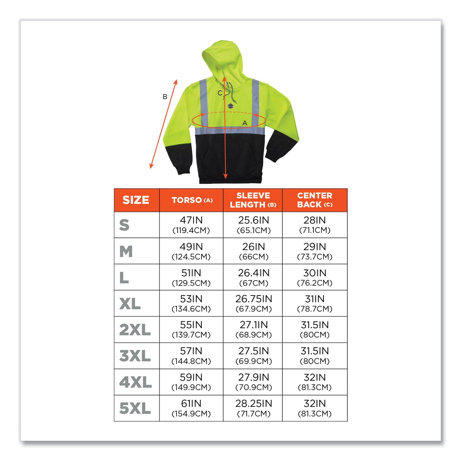 Ergodyne 8293 Type R Class 2 Front Hooded Sweatshirt, Small, Black/Lime, Polar Fleece, 1 Each