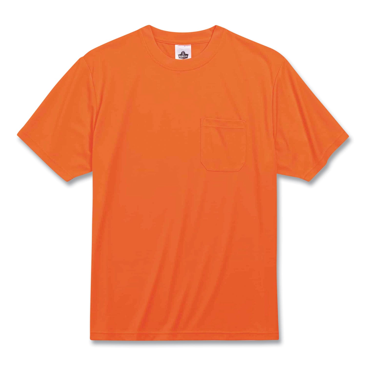 Ergodyne GloWear 8089 Non-certified Orange T-Shirt, 2XL, Polyester, Breathable, Moisture Wicking, UV Resistant, Chest Pocket, Short Sleeve, Lightweight, 1 Each