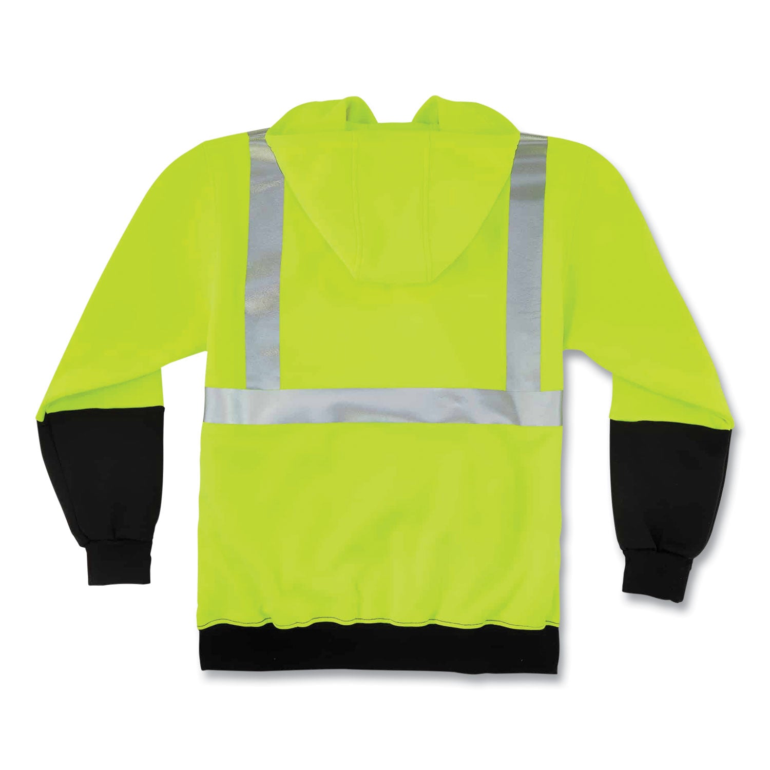 Ergodyne 8293 Type R Class 2 Front Hooded Sweatshirt, Extra Large, Black/Lime, Polar Fleece, 1 Each