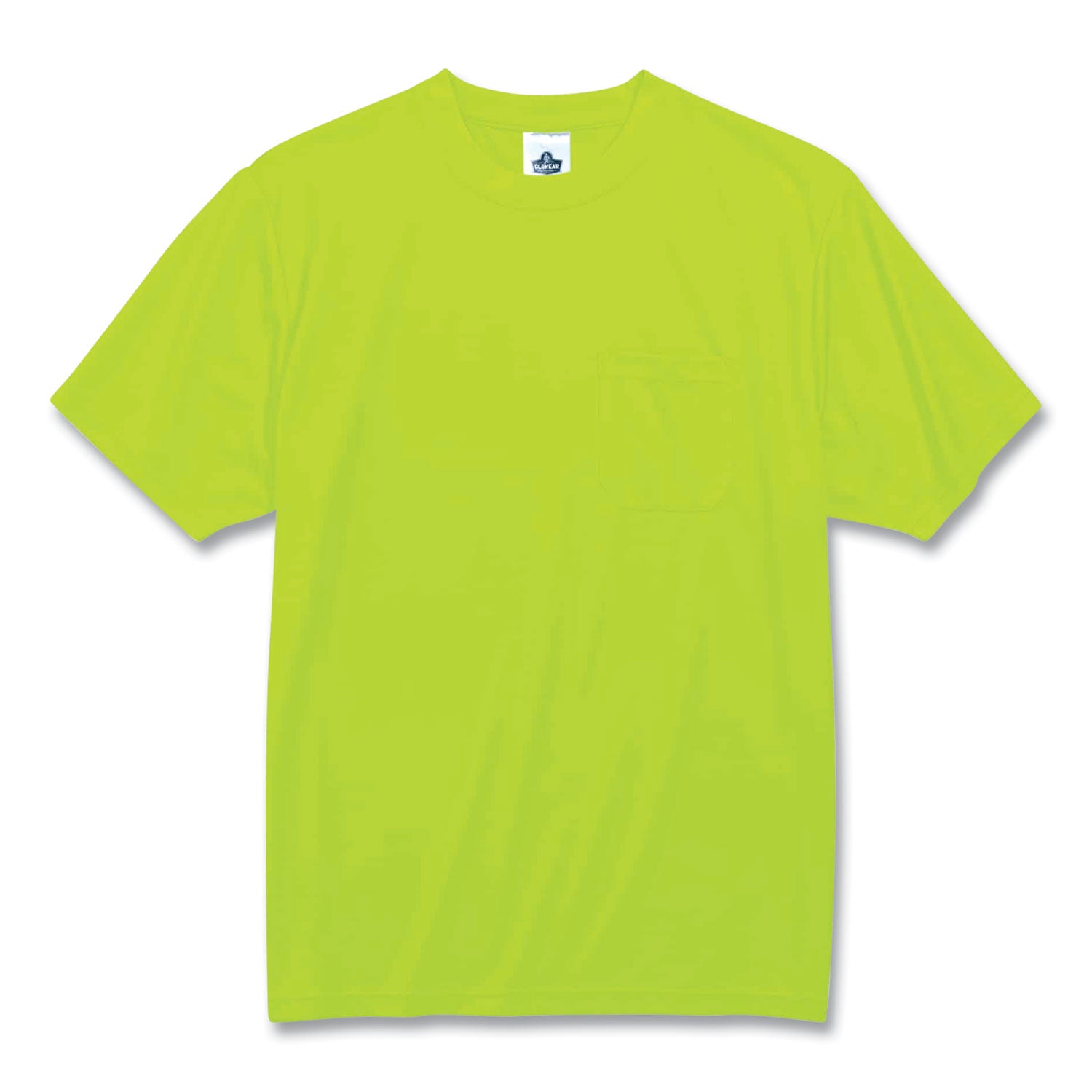 Ergodyne GloWear 8089 Non-certified Lime T-Shirt, 2XL, Polyester, High Visibility, Breathable, Moisture Wicking, UV Resistant, Chest Pocket, Lightweight, 1 Each