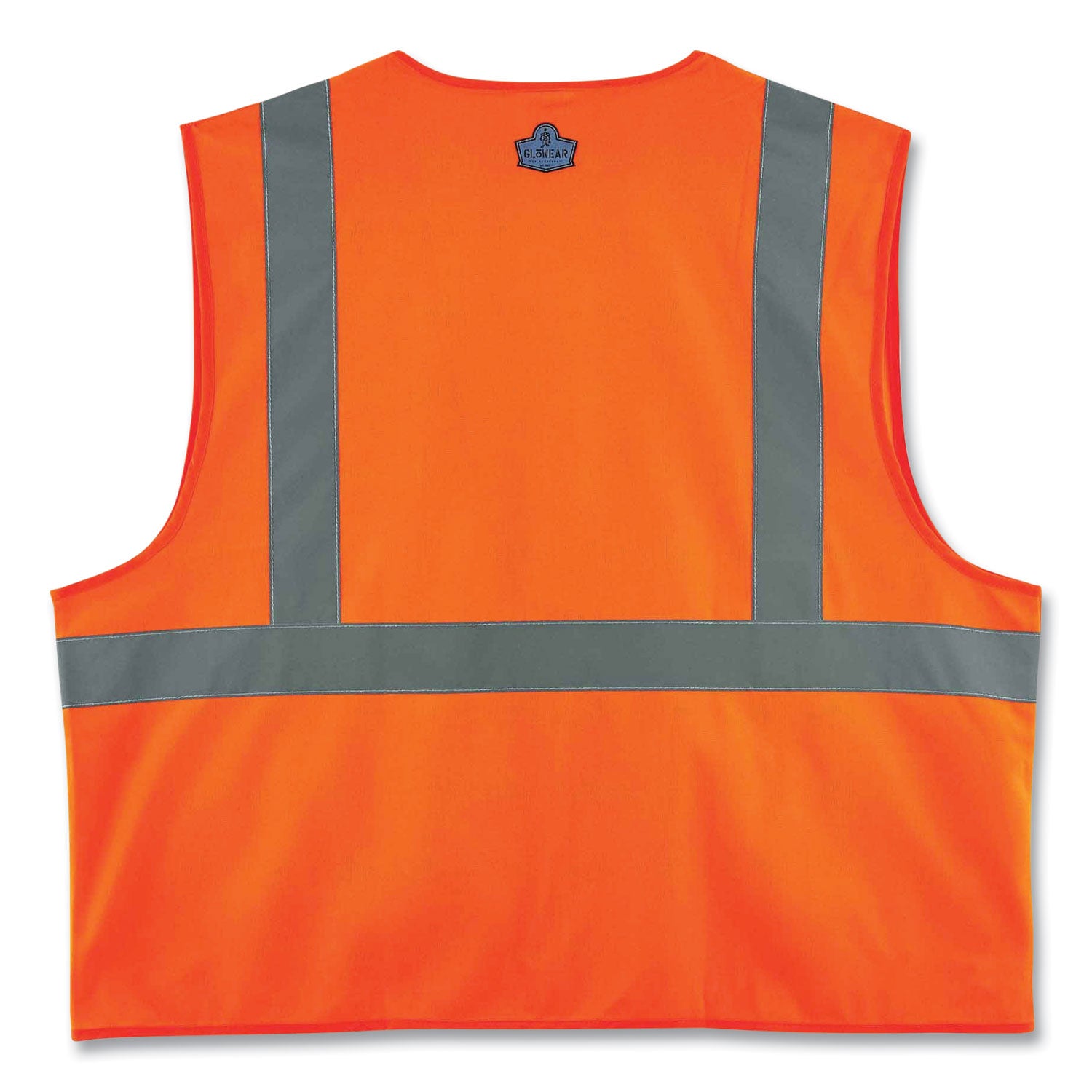Ergodyne 8225Z Type R Class 2 Standard Solid Vest, Large/Extra Large, Zipper Closure, Polyester, Orange, Reflective, Pocket, Mic Tab, 1 Each