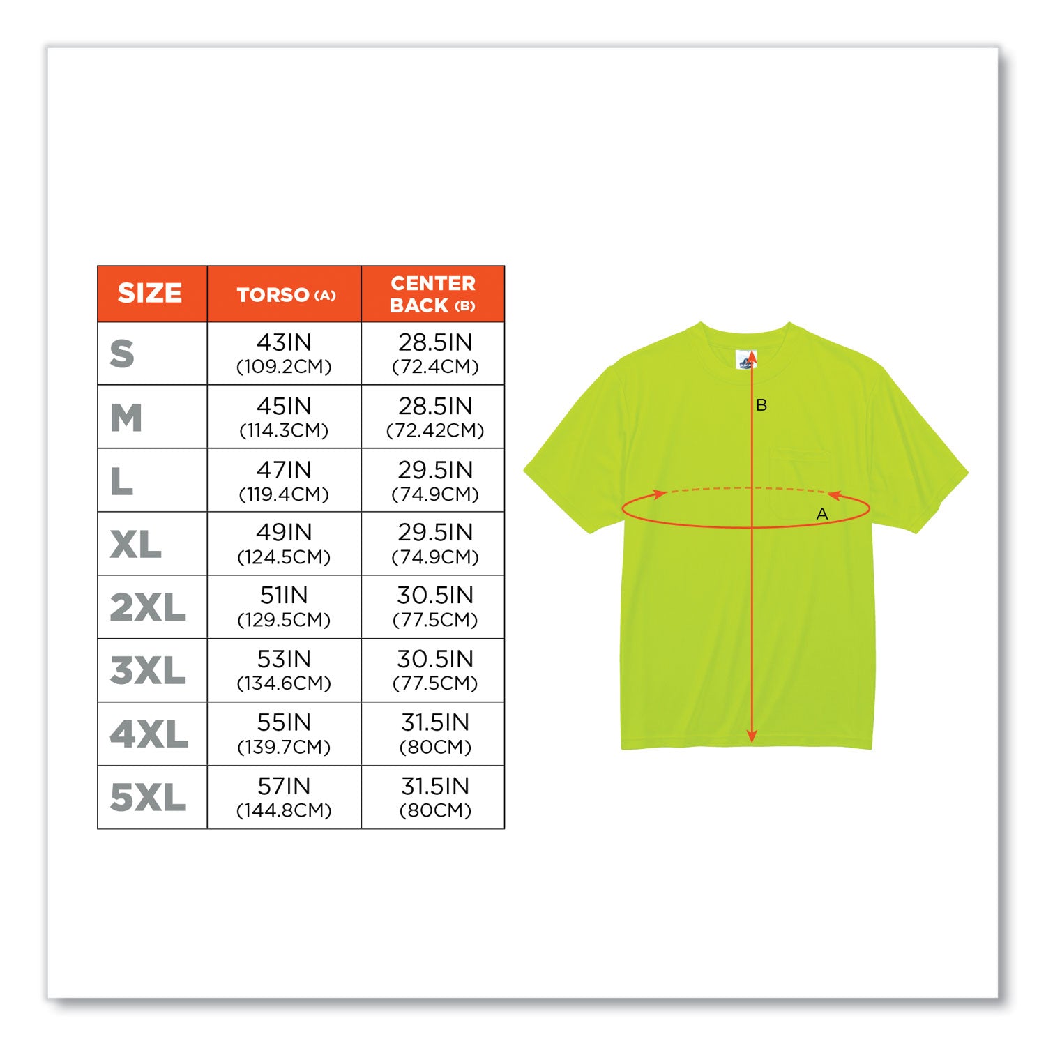 Ergodyne GloWear 8089 Non-certified Lime T-Shirt, Large, 1 Each, Polyester, High Visibility, Breathable, Moisture Wicking, UV Resistant, Chest Pocket, Lightweight, Machine Washable