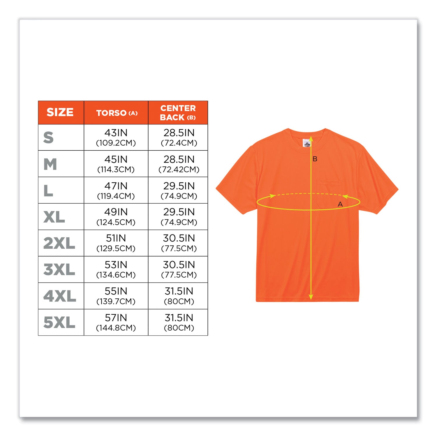 GloWear 8089 Non-Certified Hi-Vis T-Shirt, Polyester, X-Large, Orange