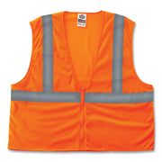 Ergodyne GloWear Type R Class 2 Hi-Vis Mesh Vest, Large/Extra Large, Zipper Closure, Polyester Mesh, Orange, Reflective, Breathable, Lightweight, Machine Washable, 1 Each