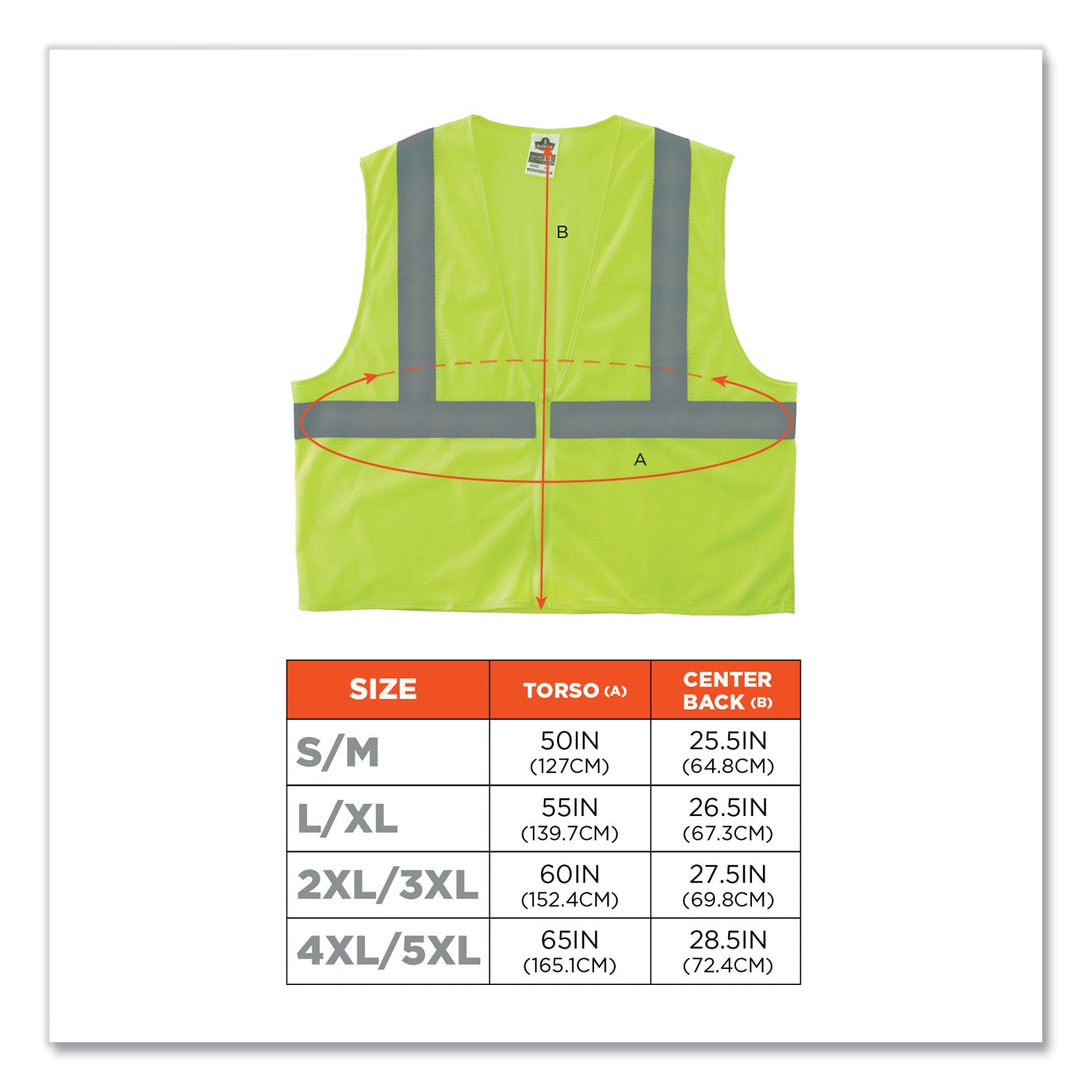 Ergodyne GloWear 8205Z Type R Class 2 Super Econo Mesh Safety Vest, Large/Extra Large, Zipper Closure, Lime, Reflective, Breathable, Lightweight, Machine Washable, Polyester Mesh, 1 Each