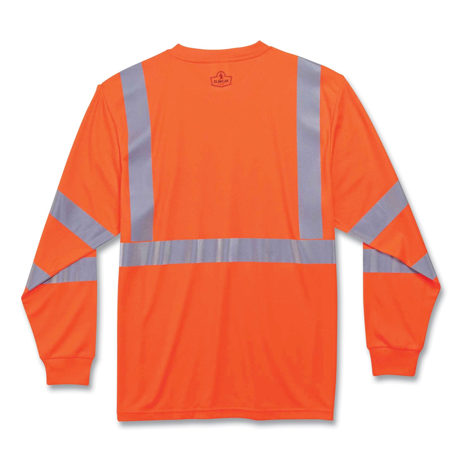 Ergodyne 8391 Type R Class 3 Long Sleeve T-Shirt, Medium, Orange, Polyester, Breathable, Moisture Resistant, UV Resistant, Reflective, Heat Resistant, Chest Pocket, 1 Each