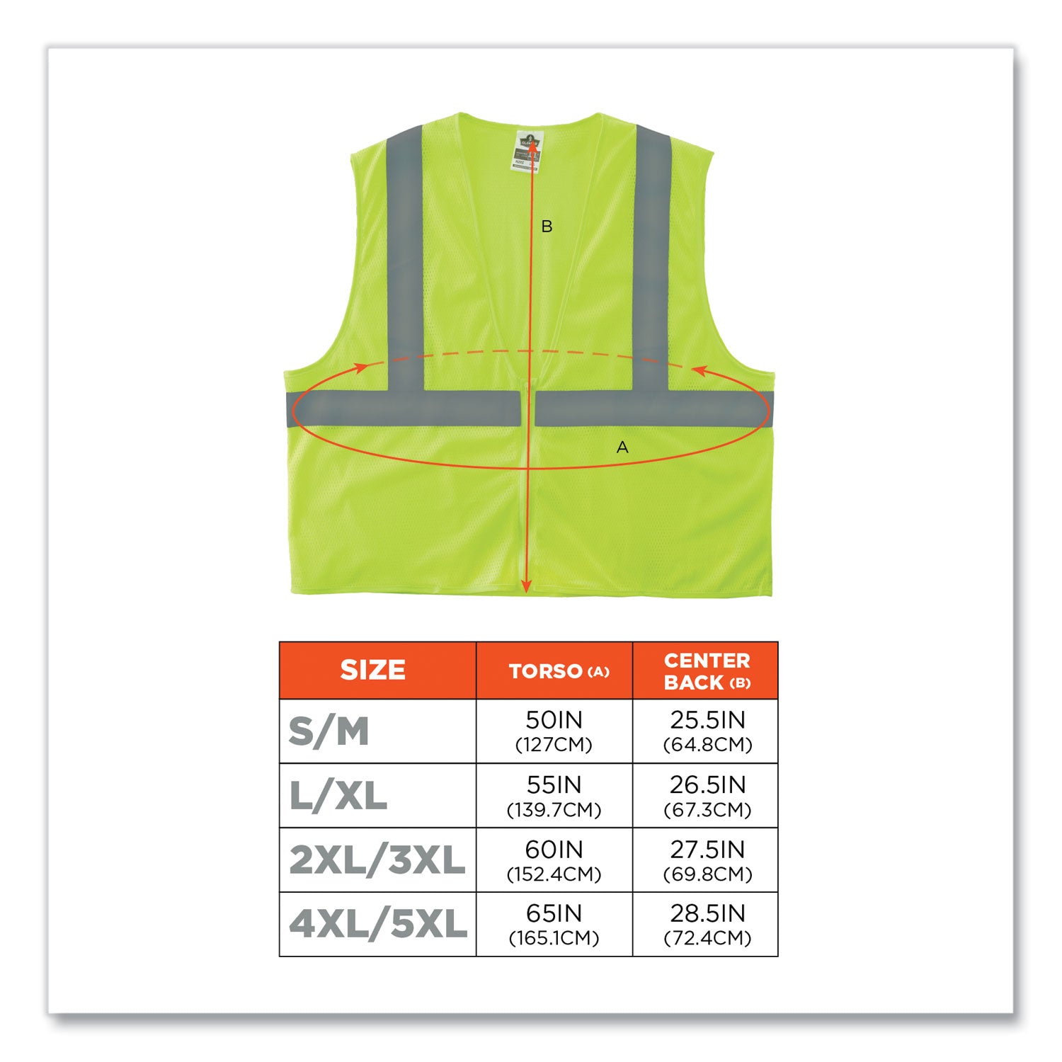 Ergodyne GloWear 8205Z Type R Class 2 Super Econo Mesh Safety Vest, 2XL/3XL, Lime, Zipper Closure, Reflective, Breathable, Lightweight, Machine Washable, 1 Each