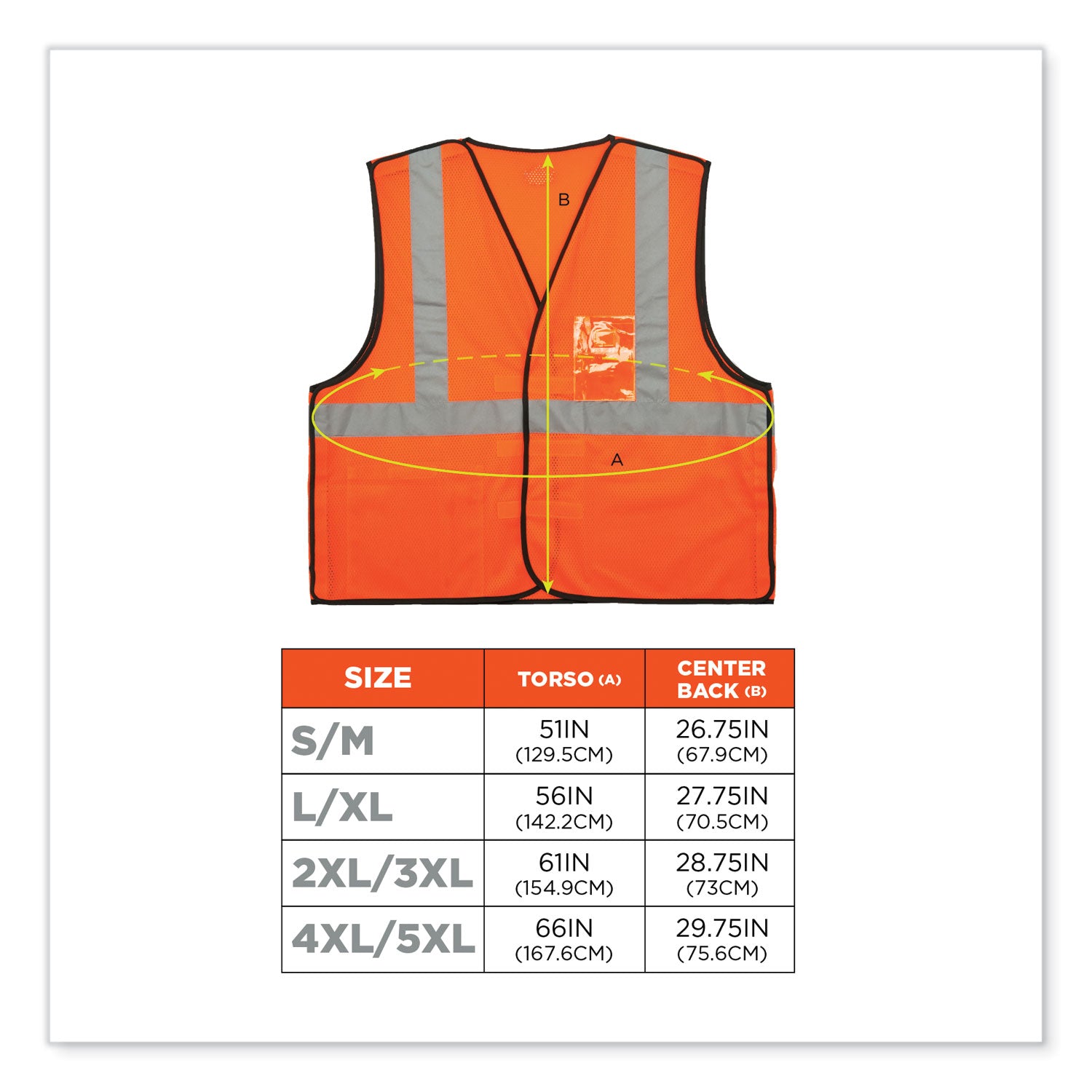 Ergodyne GloWear Type R C2 Breakaway Mesh Safety Vest, Small/Medium, Orange, Reflective, Pocket, Badge Holder, Lightweight, Breathable, Hook & Loop Closure, 1 Each