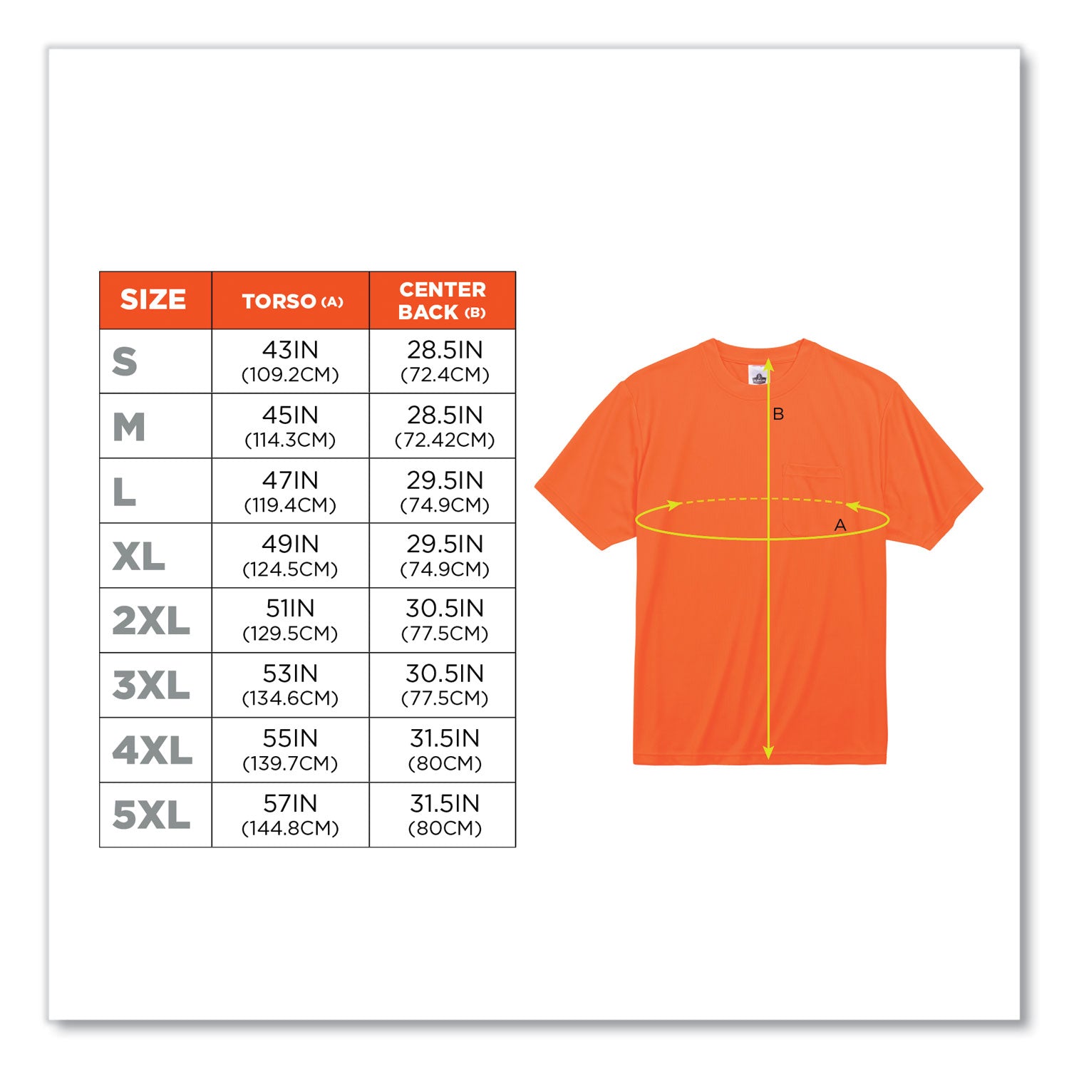 GloWear 8089 Non-Certified Hi-Vis T-Shirt, Polyester, 3X-Large, Orange
