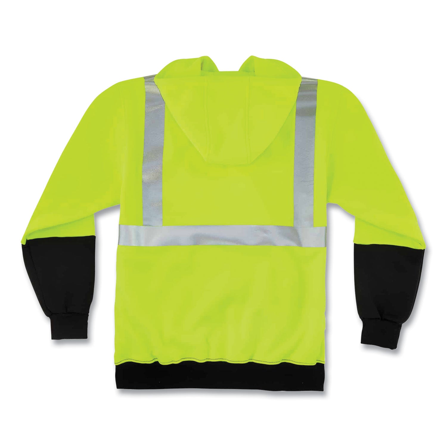 Ergodyne 8293 Type R Class 2 Hi-Vis Hooded Sweatshirt, XXL, Black/Lime, Polar Fleece, 1 Each