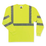Ergodyne 8391 Type R Class 3 Long Sleeve T-Shirt, Extra Large, Lime, Polyester, Breathable, Moisture Resistant, UV Resistant, Reflective, Heat Resistant, Chest Pocket, 1 Each