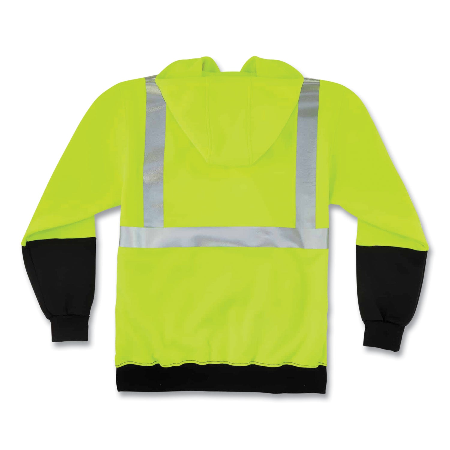 Ergodyne 8293 Type R Class 2 Front Hooded Sweatshirt, Medium, Black/Lime, Polar Fleece, 1 Each