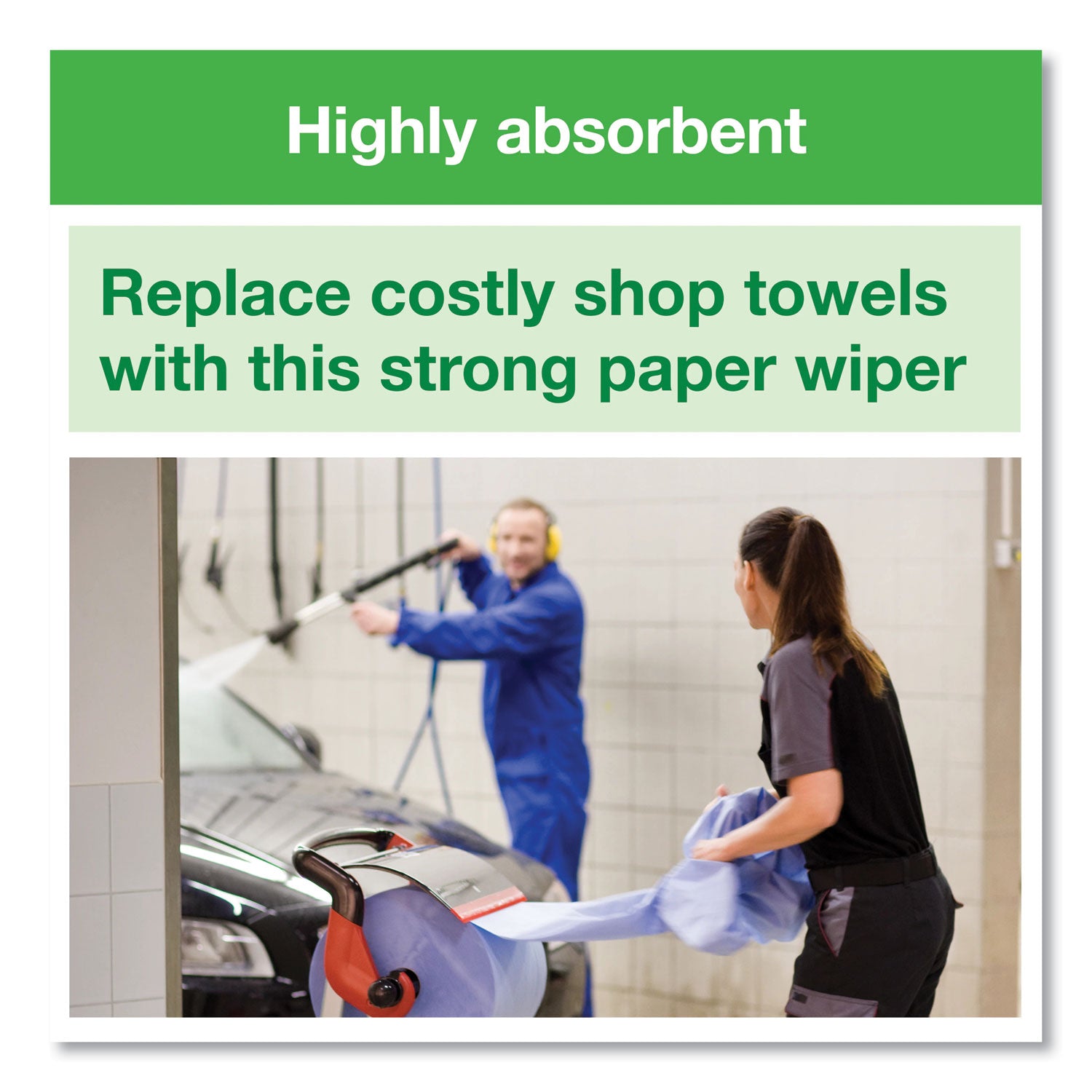 Heavy-Duty Paper Wiper, 1-Ply, 11.1" x 800 ft, Blue