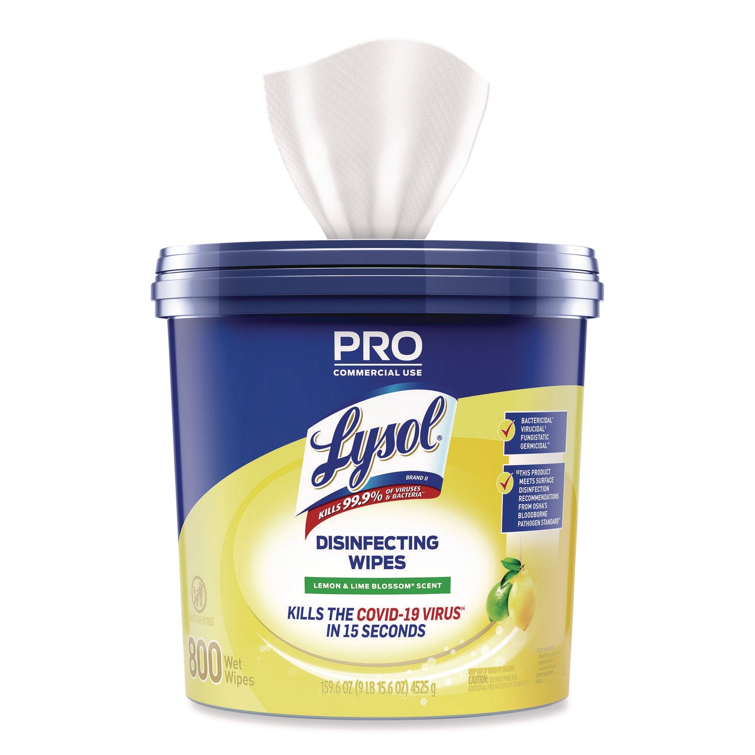 Lysol Disinfecting Wipe Bucket, Lemon & Lime Blossom Scent, Pre-moistened, White, 800 Wipes per Bucket, 2 Buckets per Carton
