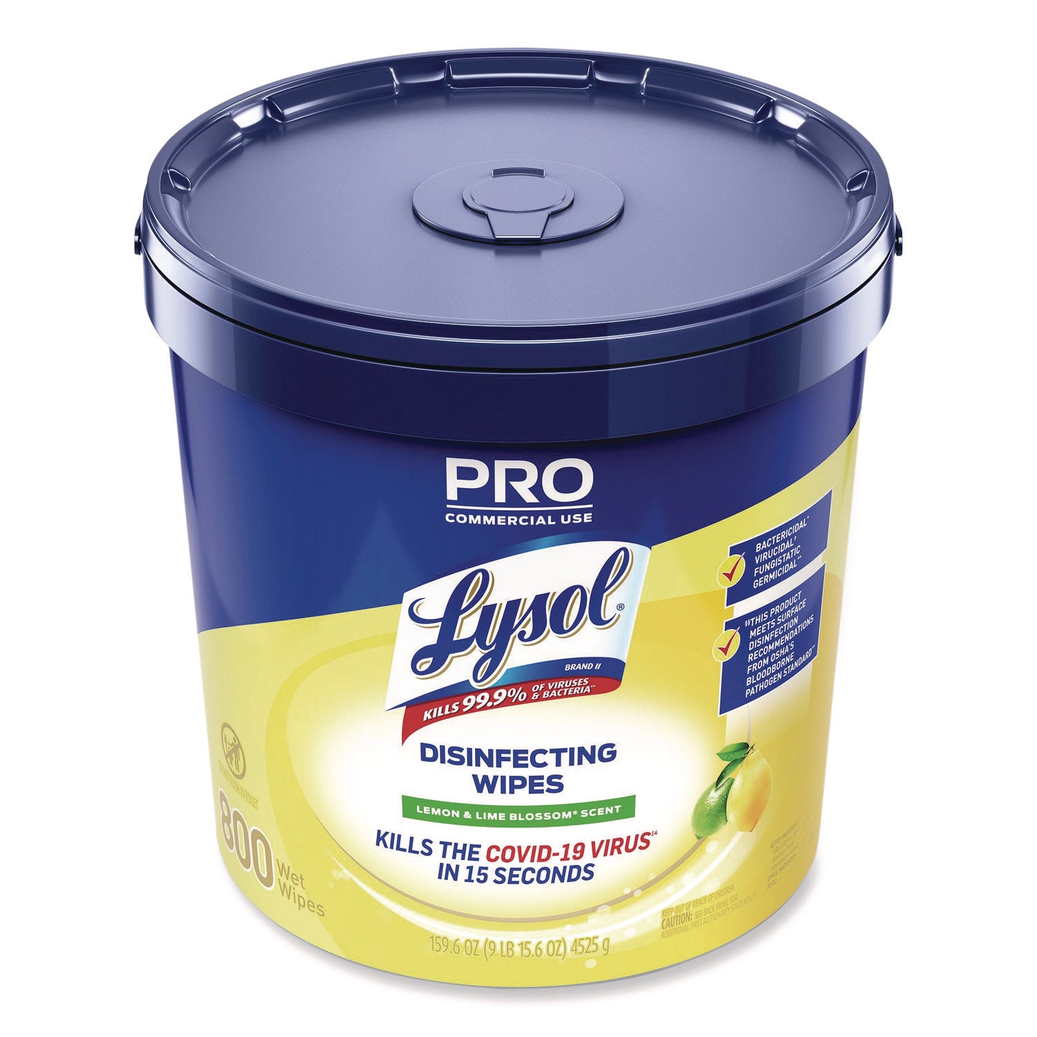 Lysol Disinfecting Wipe Bucket, Lemon & Lime Blossom Scent, Pre-moistened, White, 800 Wipes per Bucket, 2 Buckets per Carton