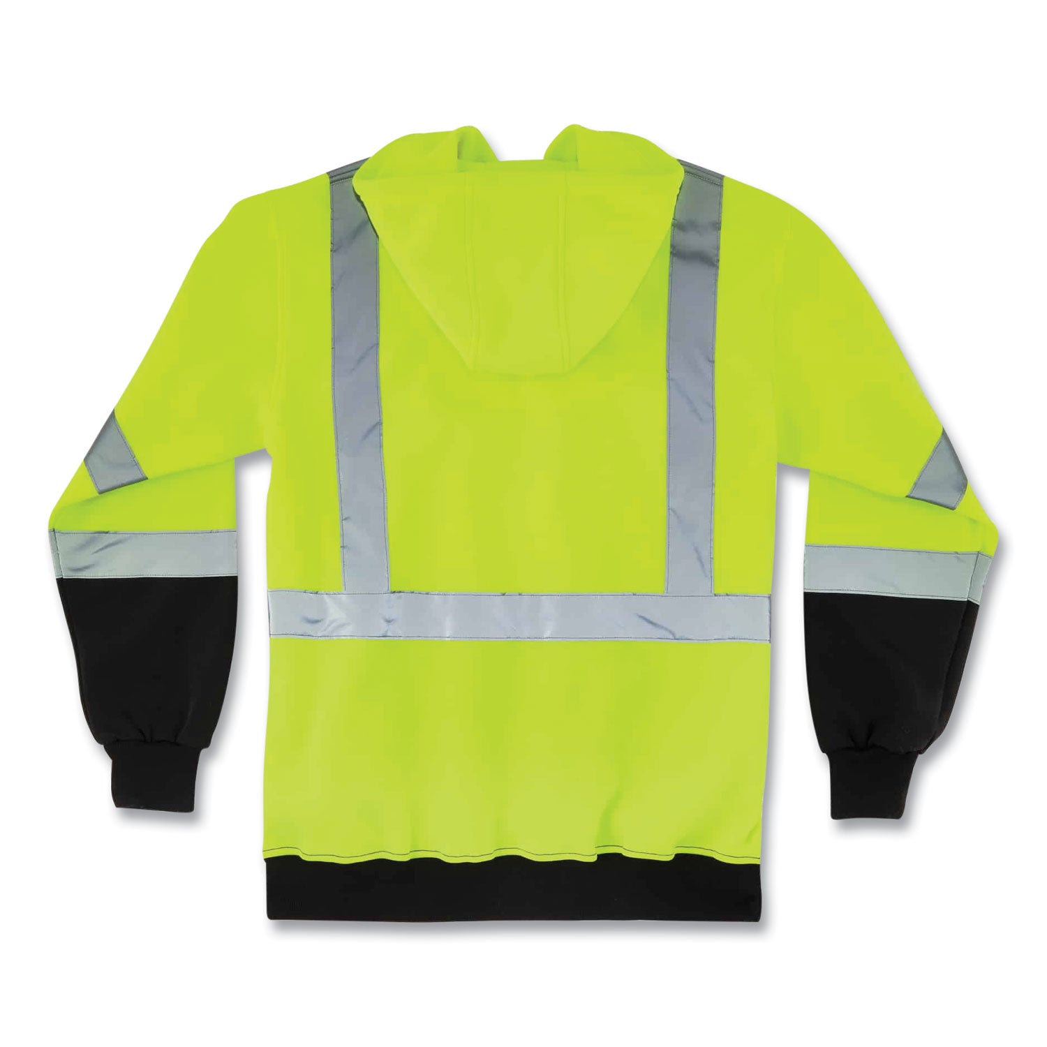 Ergodyne Pullover Hi-Vis Hooded Sweatshirt - 5-Xtra Large Size Pull Over - Hood Collar - Black, Lime - Polar Fleece