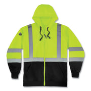 Ergodyne GloWear 8372 Zip-Up Hi-Vis Hooded Sweatshirt, 5X-Large, Yellow/Black, Polar Fleece, Reflective Straps, Drawstring Hood, Elastic Cuffs, Front Zipper, 1 Each