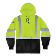Ergodyne Pullover Hi-Vis Hooded Sweatshirt - 3XL Size Pull Over - Hood Collar - Black, Lime - Polar Fleece
