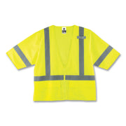 Ergodyne 8320Z Type R Class 3 Standard Vest, Small/Medium, Zipper Closure, Polyester Mesh, Lime, Pocket, Mic Tab, Reflective, 1 Each