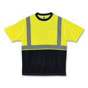 Ergodyne 8289BK Type R Class 2 Hi-Vis T-Shirt, 2XL, Lime/Black, Polyester, Breathable, Moisture Wicking, UV Resistant, Front Pocket, 1 Each