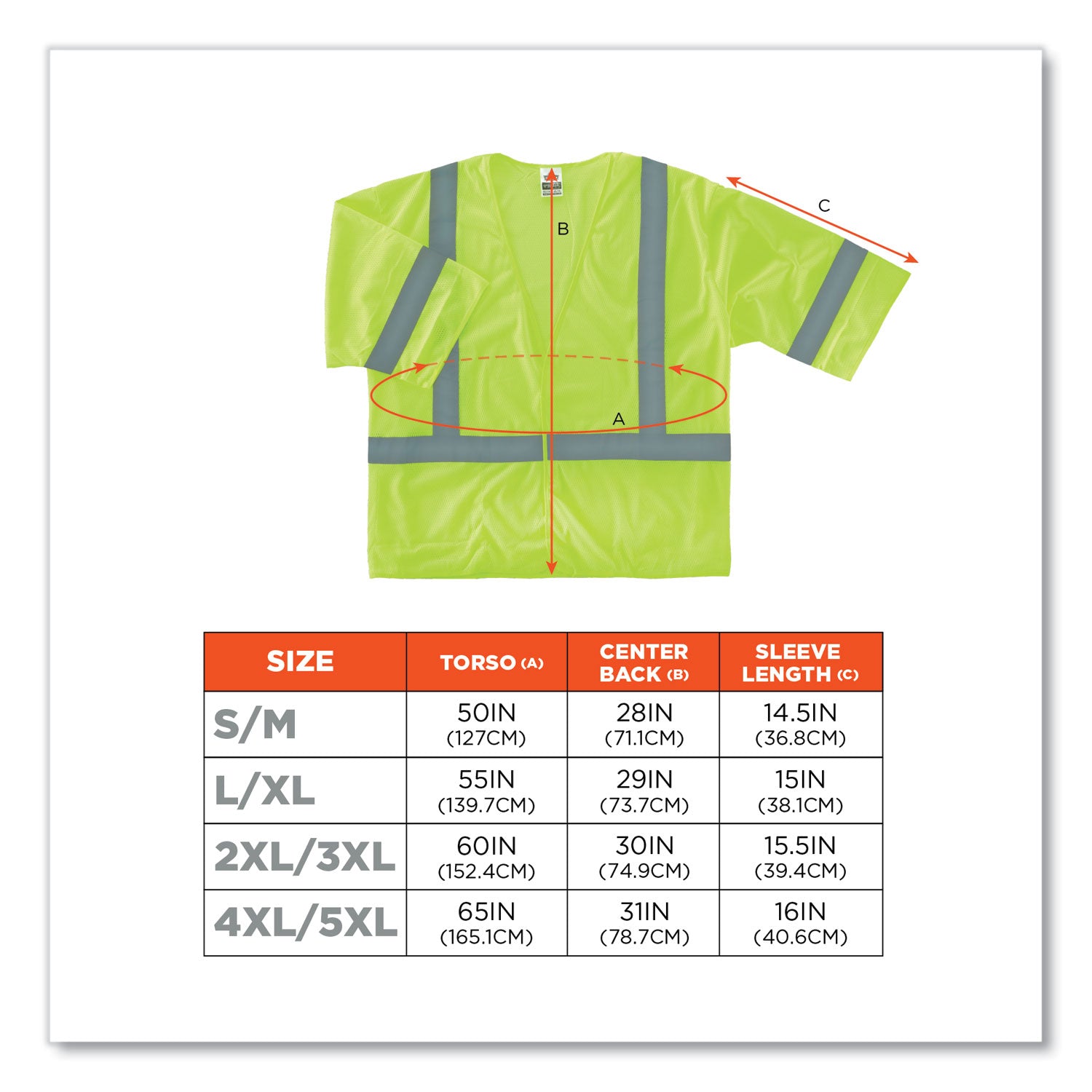 Ergodyne 8310HL Type R C-3 Economy Vest, 4X/5X Large, Hook & Loop Closure, Polyester Mesh, Lime/Silver, Lightweight, High Visibility, Reflective, Pocket, Machine Washable, 1 Each