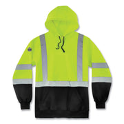 Ergodyne Pullover Hi-Vis Hooded Sweatshirt - 4XL Size Pull Over - Hood Collar - Black, Lime - Polar Fleece