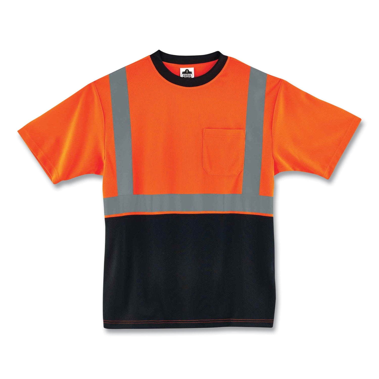 Ergodyne 8289BK Type R Class 2 Hi-Vis T-Shirt, Small, Polyester, Orange/Black, 1 Each