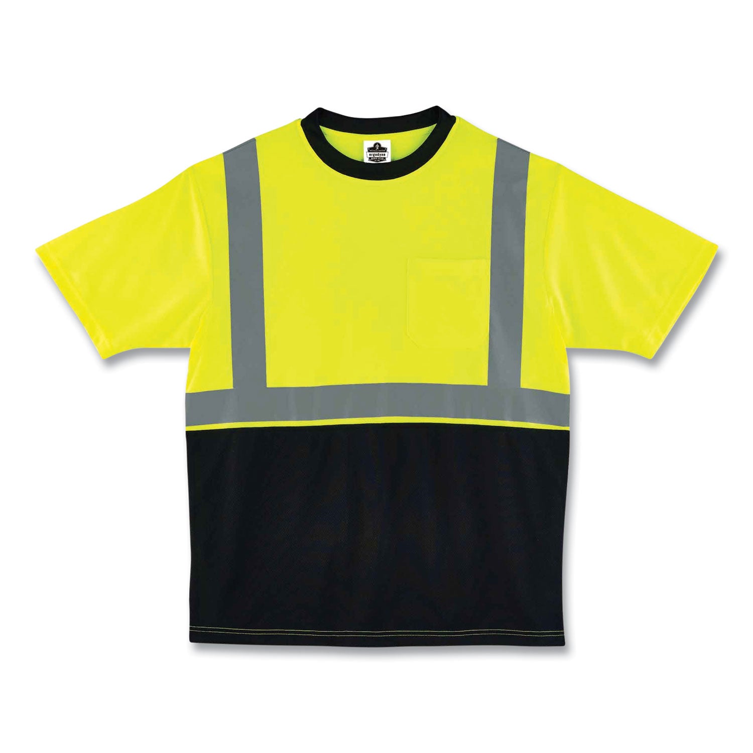 Ergodyne 8289BK Type R Class 2 Front T-Shirt, 4XL, Lime/Black, Polyester, 1 Each