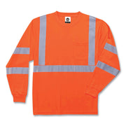Ergodyne 8391 Type R Class 3 Long Sleeve T-Shirt, 5-Xtra Large, Orange, Polyester, Breathable, Moisture Resistant, UV Resistant, Reflective, Heat Resistant, Chest Pocket, 1 Each