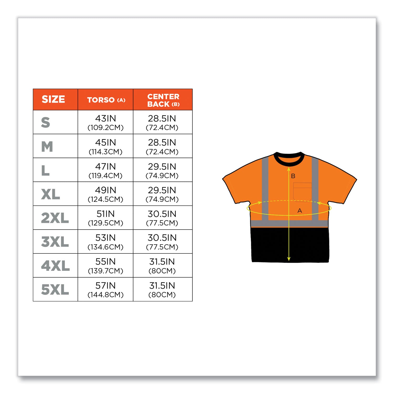 Ergodyne 8289BK Type R Class 2 Hi-Vis T-Shirt, Medium, Polyester, Orange/Black, 1 Each