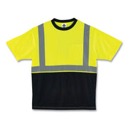 Ergodyne 8289BK Type R Class 2 Hi-Vis T-Shirt, Large, Lime/Black, Polyester, 1 Each