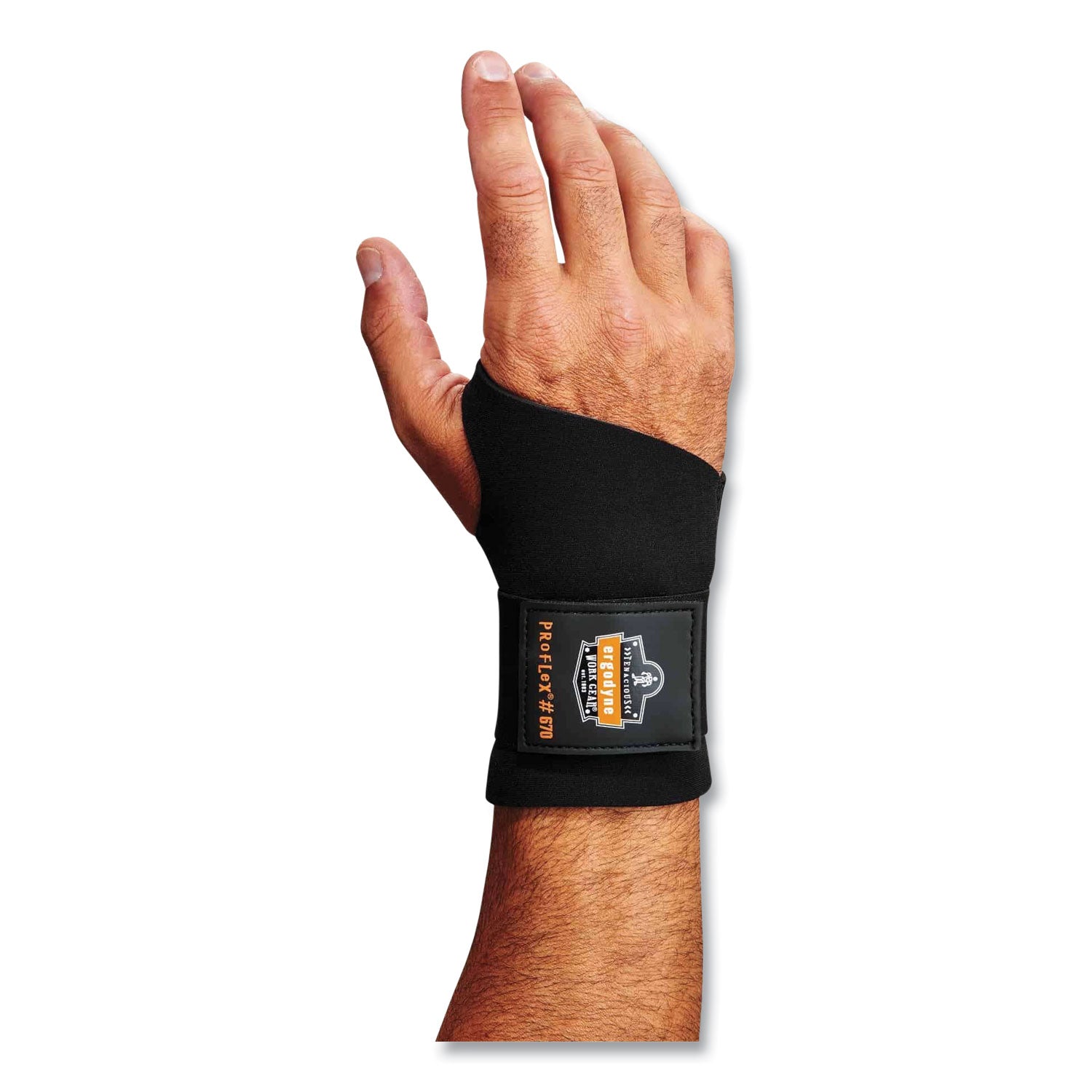 Ergodyne ProFlex 670 Ambidextrous Single Strap Wrist Support, Large, Black, Neoprene/Elastic/Woven, 1 Each