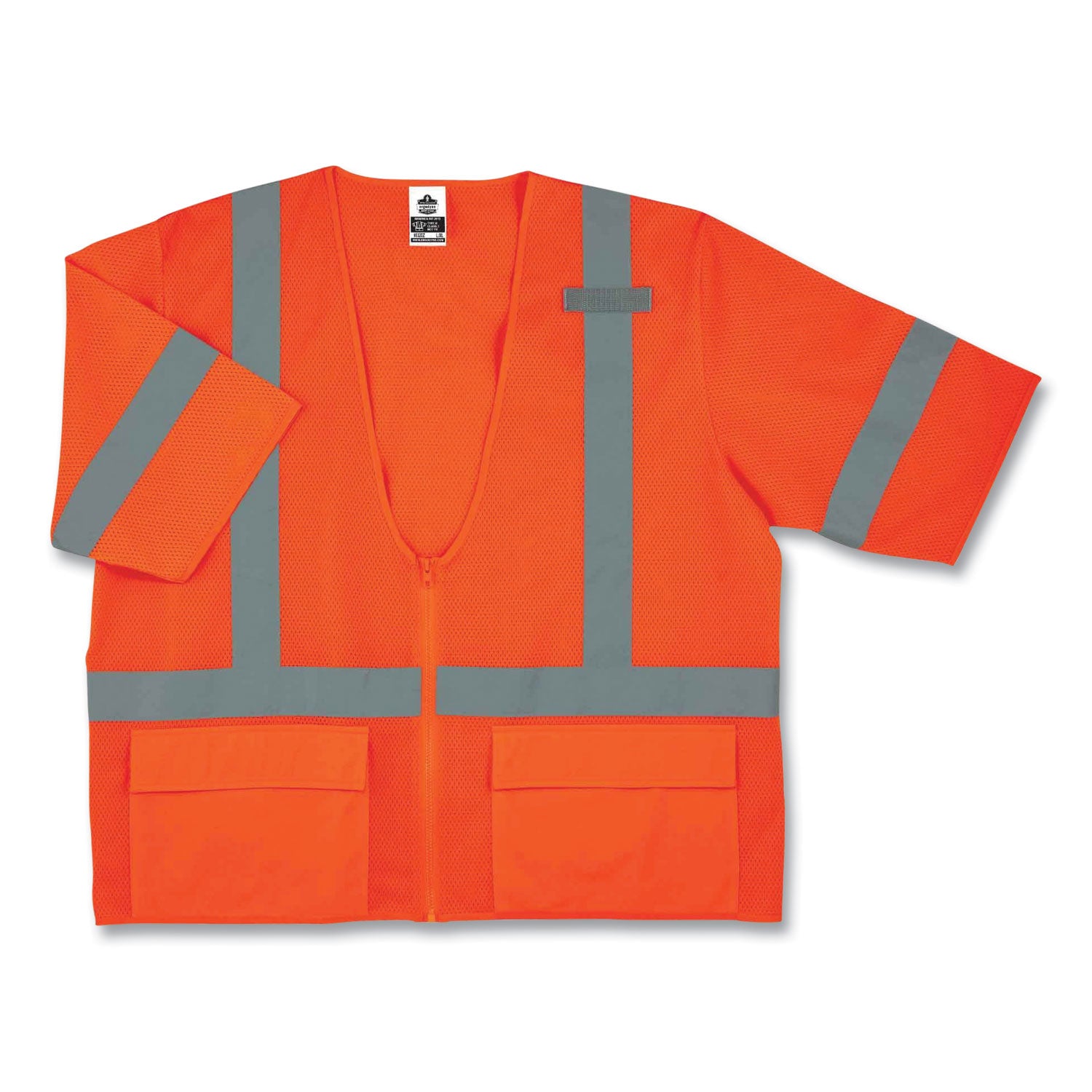 Ergodyne 8320Z Type R Class 3 Standard Vest, Small/Medium, Zipper Closure, Polyester Mesh, Orange, Pocket, Mic Tab, Reflective, 1 Each