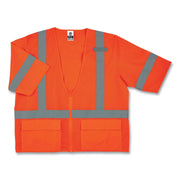 Ergodyne 8320Z Type R Class 3 Standard Vest, Small/Medium, Zipper Closure, Polyester Mesh, Orange, Pocket, Mic Tab, Reflective, 1 Each