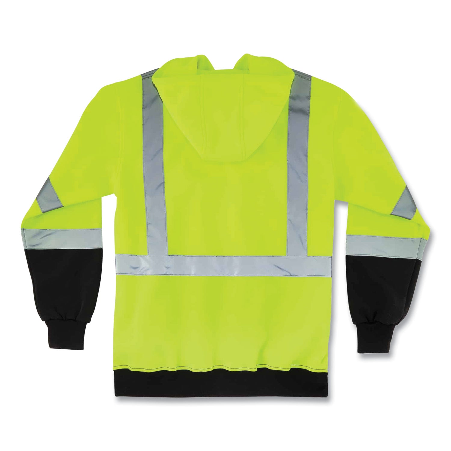 Ergodyne GloWear 8372 Zip-Up Hi-Vis Hooded Sweatshirt, X-Large, Yellow/Black, Polar Fleece, Reflective Straps, Drawstring Hood, Elastic Cuffs, Front Zipper, 1 Each