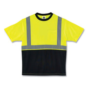Ergodyne 8289BK Type R Class 2 Hi-Vis T-Shirt, 5XL, Lime/Black, Polyester, Breathable, Moisture Wicking, UV Resistant, Front Pocket, 1 Each