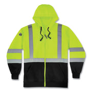 Ergodyne GloWear 8372 Zip-Up Hi-Vis Hooded Sweatshirt, 3X-Large, Yellow/Black, Polar Fleece, Reflective Straps, Drawstring Hood, Elastic Cuffs, Front Zipper, 1 Each