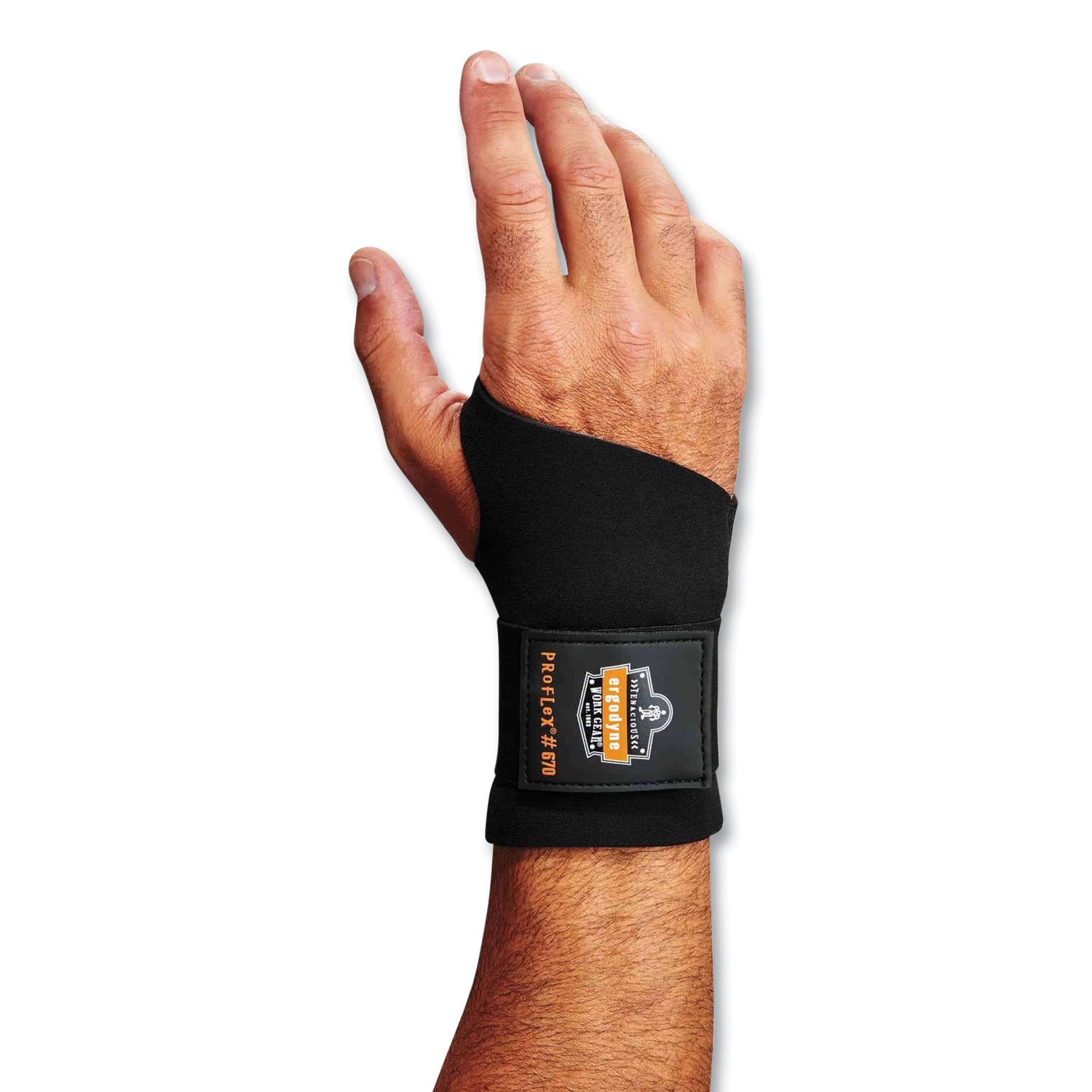 Ergodyne ProFlex 670 Ambidextrous Single Strap Wrist Support, Medium, Black, Neoprene/Elastic/Woven, 1 Each