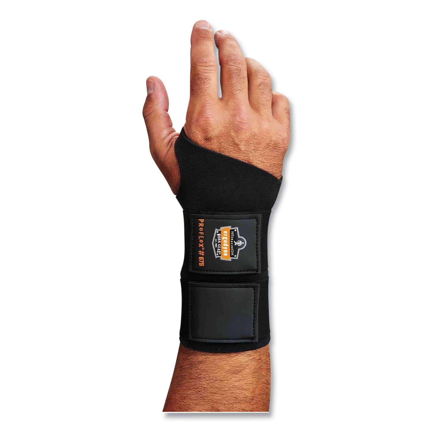 Ergodyne ProFlex 675 Ambidextrous Double Strap Wrist Support, Black, Neoprene, Small, 1 Each