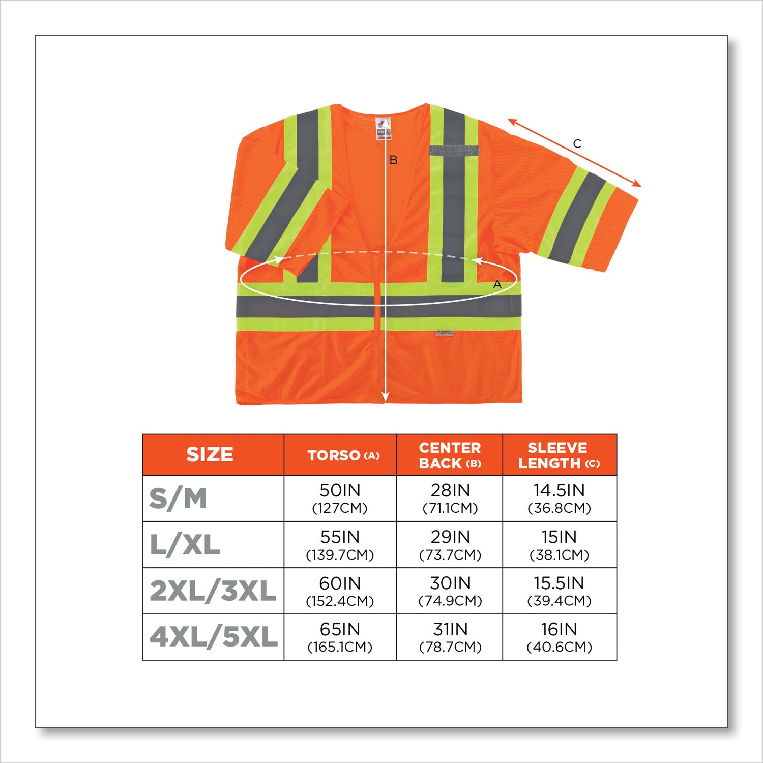 Ergodyne 8330Z Type R Class 3 Two-Tone Vest, 2XL/3XL, Zipper Closure, Polyester Mesh, Orange, Pocket, Mic Tab, Reflective, 1 Each