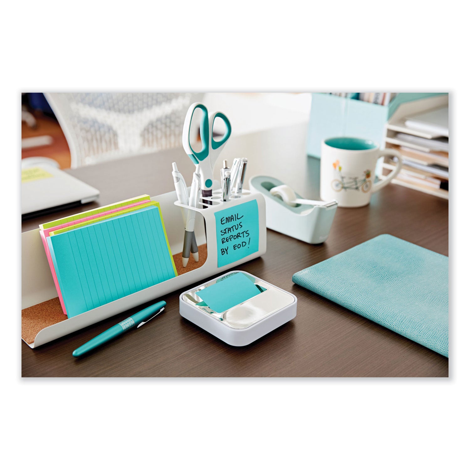 Note Dispenser for 3 in x 3 in Notes, White Base with Steel Top