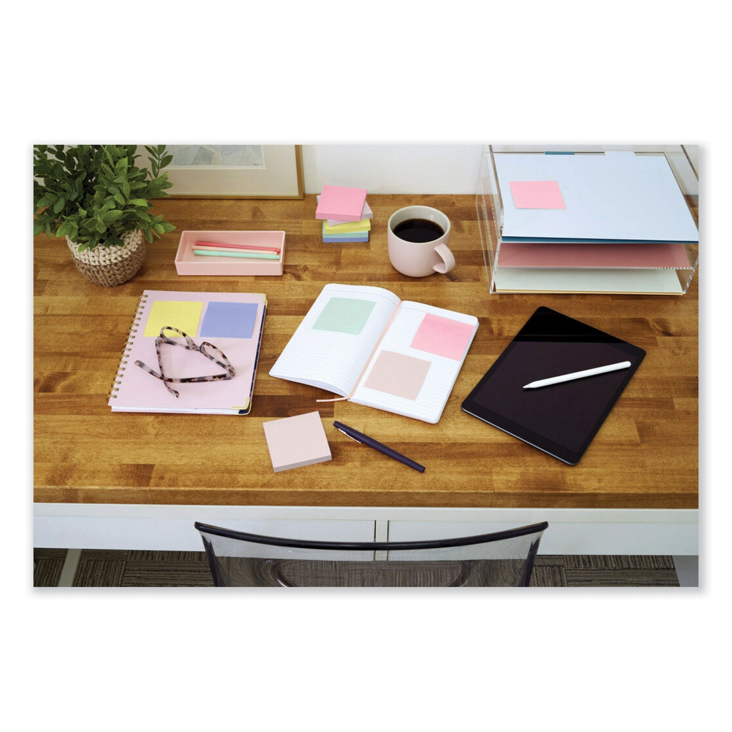 Post-it&reg; Dispenser Notes - 600 - 3" Flag/Note Width x 3" Flag/Note Length - Square - 100 Sheets per Pad - Unruled - Green, Pink, Yellow - Paper - Pop-up, Self-adhesive, Repositionable - 1 Pack