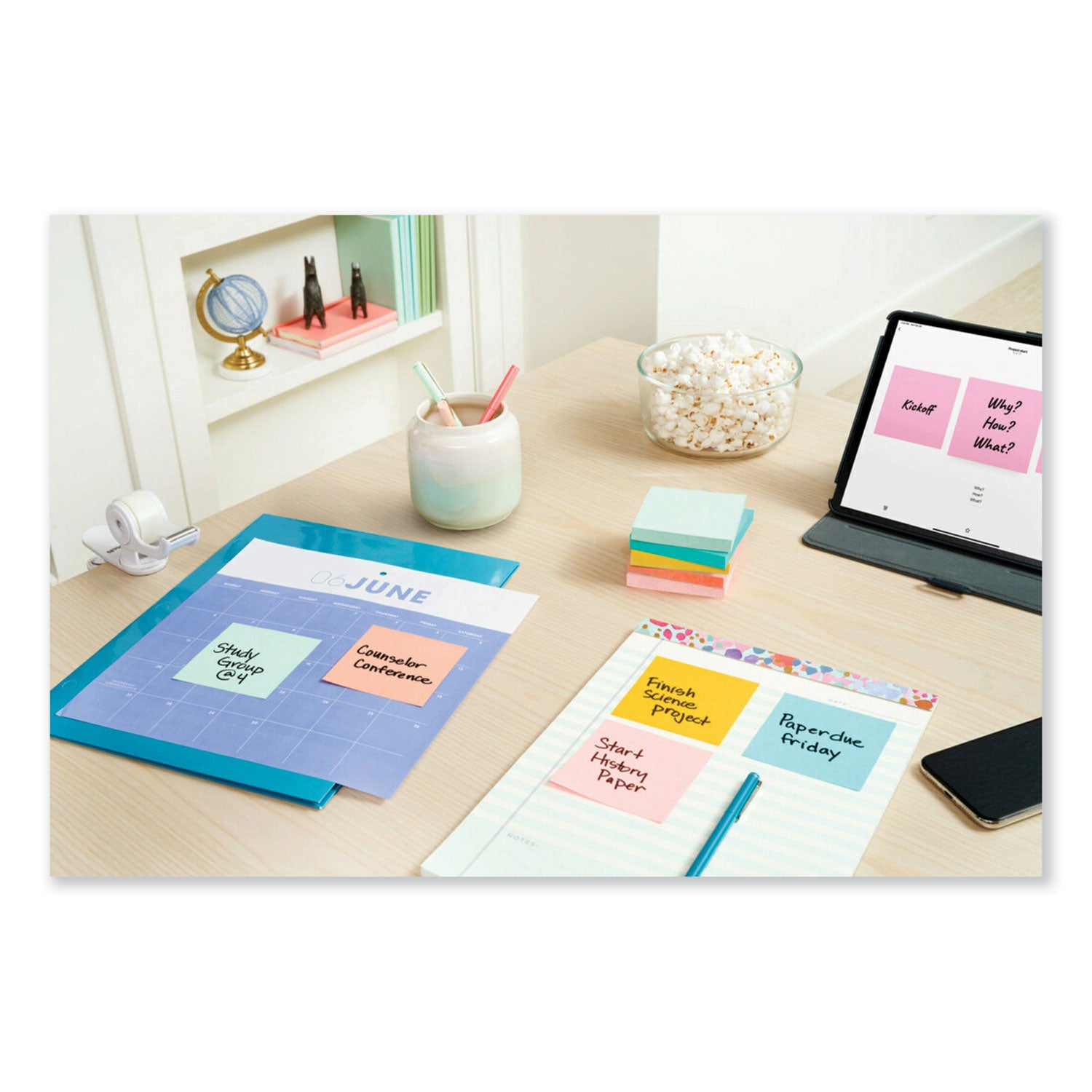 Post-it&reg; Dispenser Notes - 600 - 3" Flag/Note Width x 3" Flag/Note Length - Square - 100 Sheets per Pad - Unruled - Green, Pink, Yellow - Paper - Pop-up, Self-adhesive, Repositionable - 1 Pack
