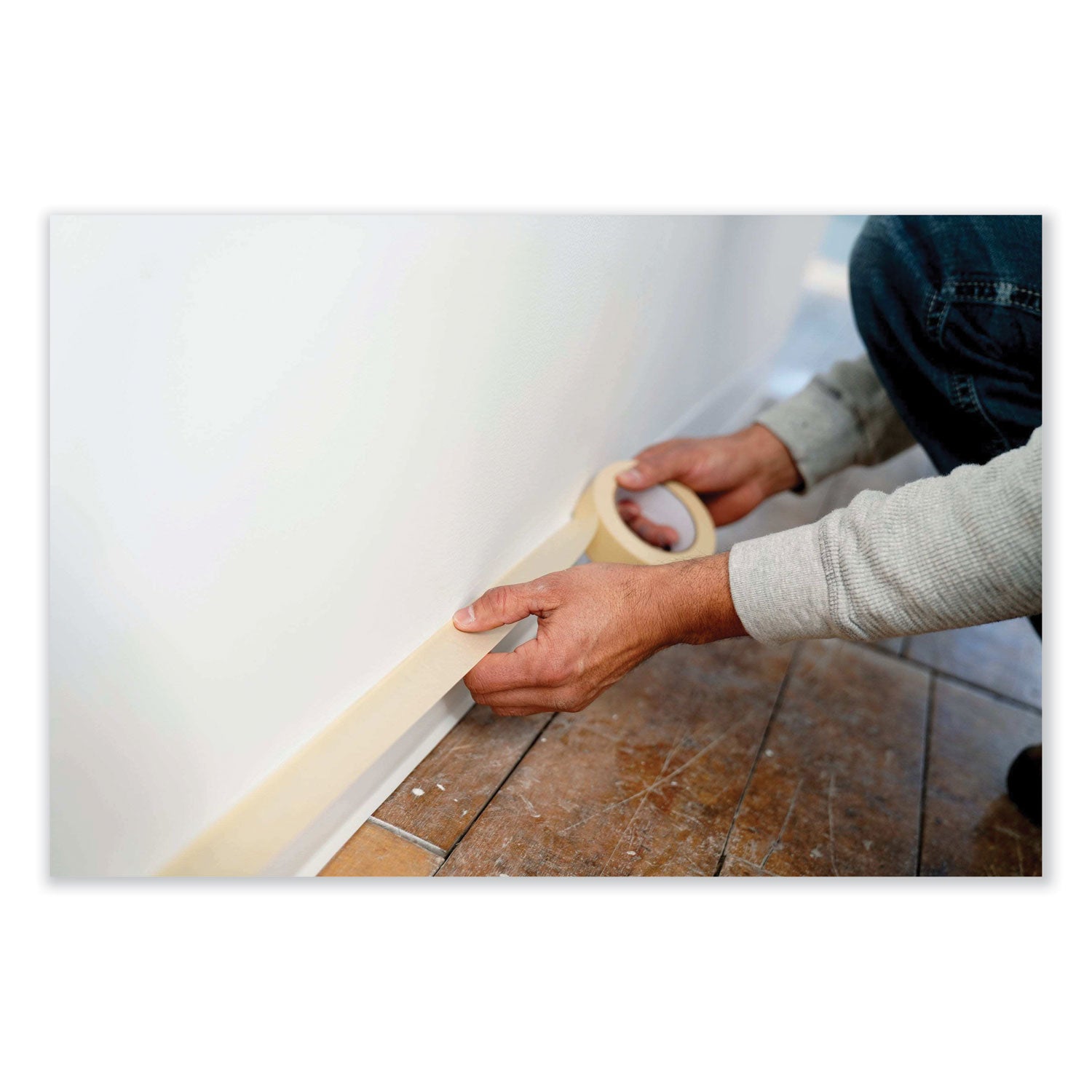 Highland Economy Masking Tape - 60 yd Length x 0.71" Width x 4.4 mil Thickness - 3" Core - Tan - Rubber Backing - For Labeling, Bundling, Wrapping, Mounting, Holding - 12 / Pack
