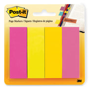Post-it&reg; Page Markers - 1" Flag/Note Width x 3" Flag/Note Length - Rectangle - Assorted - Removable, Self-adhesive - 1 Pack